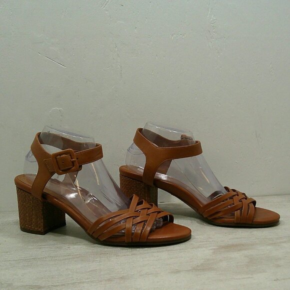 Vionic Peony Casual Comfort Leather Woven Chunky Sandals Size 10 - Picture 1 of 12
